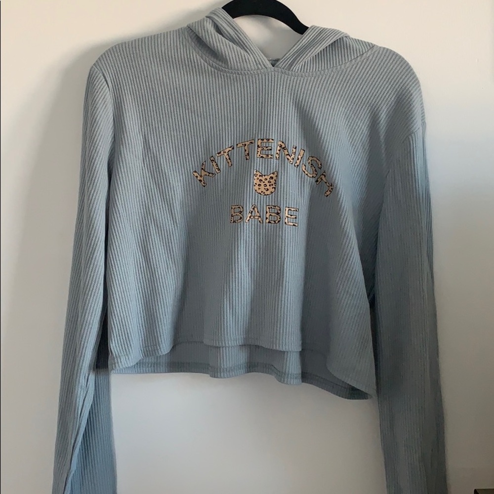 Kittenish Crop Thermal Hoodie